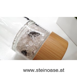 Glasflasche mit EDEL-Schungit & Bergkristall